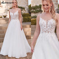 Custom Vintage Wedding Dress Spaghetti Strap V Neck Lace Bridal Gown