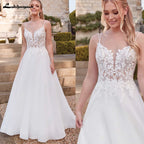 Custom Vintage Wedding Dress Spaghetti Strap V Neck Lace Bridal Gown