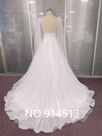 Custom Plus Size Organza Tulle Wedding Dress V Neck Backless Bridal Gown