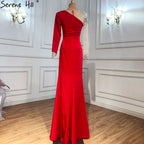 Custom White Satin Mermaid Evening Dress Long Sleeve Beaded Gown For Women