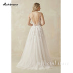 Lakshmigown Boho Lace Appliques Wedding Dress Spaghetti Straps Gown