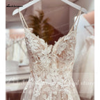 Custom Made Spaghetti Strap Lace Wedding Dress Bohemian Open Back Bridal Gown