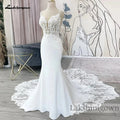 Lakshmigown Custom Mermaid Wedding Dress Lace Appliques Court Train