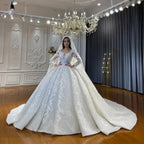 Modest Custom Muslim Wedding Dress Long Sleeve Lace Bridal Gown