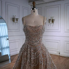 Serene Hill Nude A-Line Mini Evening Dress With Crystal Accents For Women