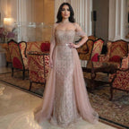 Customized Red Off Shoulder Mermaid Beaded Evening Dress For Women