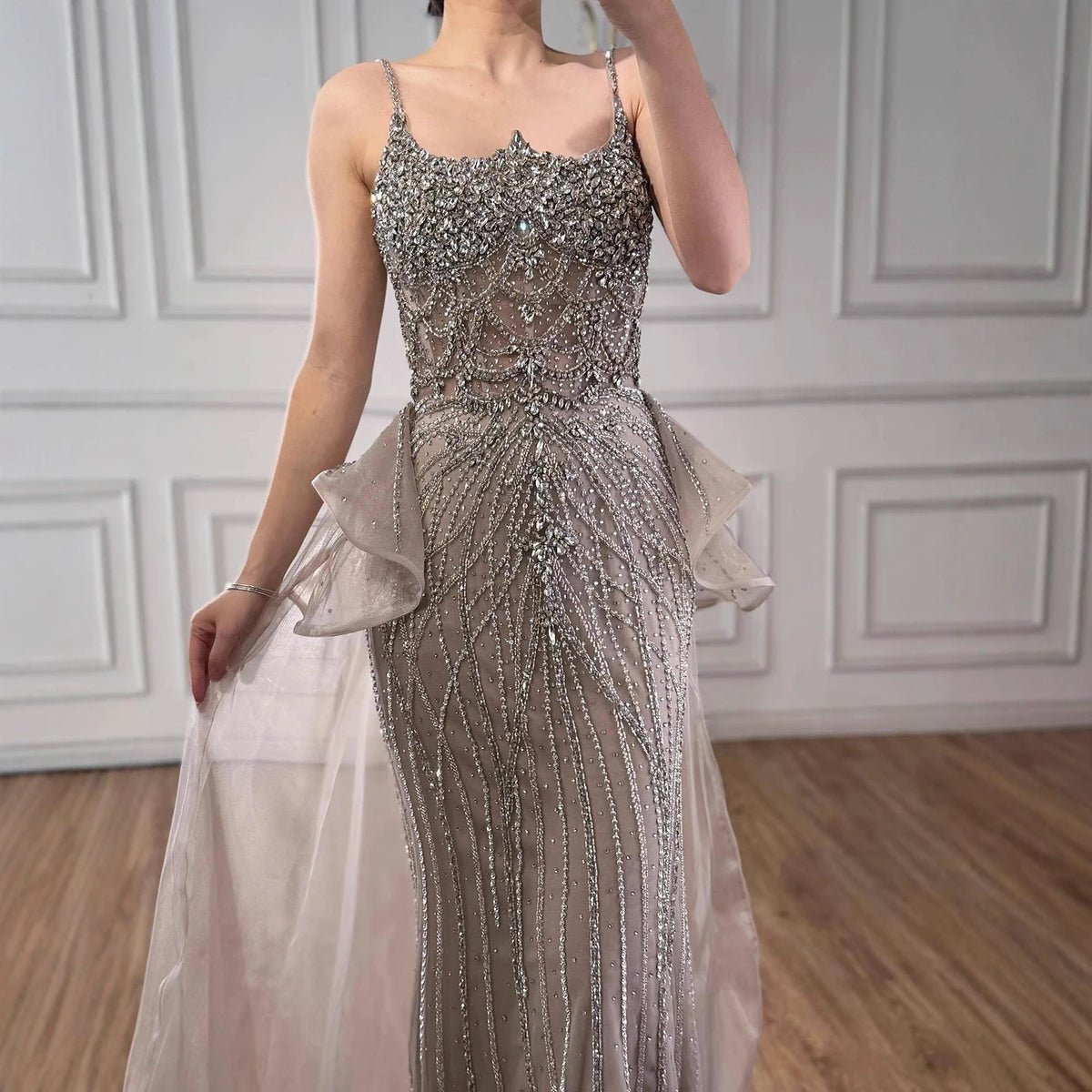 Serene Hill 2026 Caramel Crystal Beaded Mermaid Evening Dress