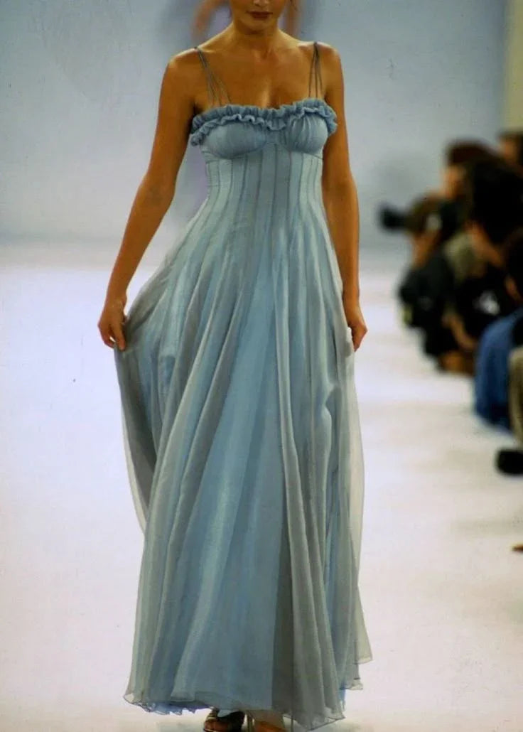 Robe de soirée en tulle à fines bretelles style vintage, coupe évasée, robe de bal Y8191