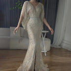 Serene Hill Nude V-Neck Mermaid Beaded Evening Dress Wedding Gown 2025 Customized