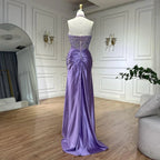 Custom Lilac Halter Mermaid Evening Gown Side Slit Wedding Bridesmaid Dress