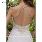Custom Boho Wedding Dress Spaghetti Straps Lace Applique Tulle Bridal Gown