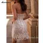 Custom Pearl Sequin Strapless Mini Dress For Prom And Evening Wear