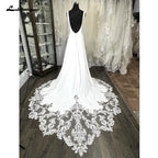Custom Made Satin Wedding Dress Lace Backless Court Train Bridal Gown