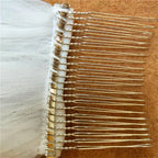 White Ivory Cathedral Bridal Veil With Lace Wedding Applique