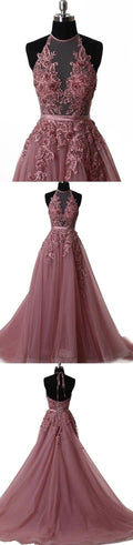 Abito lungo da sera in pizzo e tulle elegante, abito da ballo in pizzo S5098