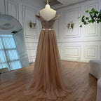 Luxury Beaded Mermaid Off Shoulders Evening Dress Custom Nude Gown For Women