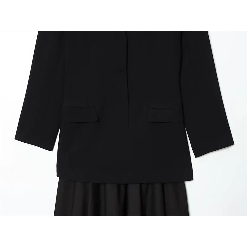 2025 New Women Fashion Dress Splicing Blazer Long Dresses Long Sleeve Office Chic Dresses For Women Spring Autumn Dress