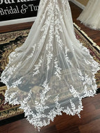 Custom Made Boho Off Shoulder Wedding Dress Illusion Bodice A Line