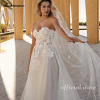 Lakshmigown Modest Sweetheart Wedding Dress With 3D Lace Slit Custom Bridal Gown