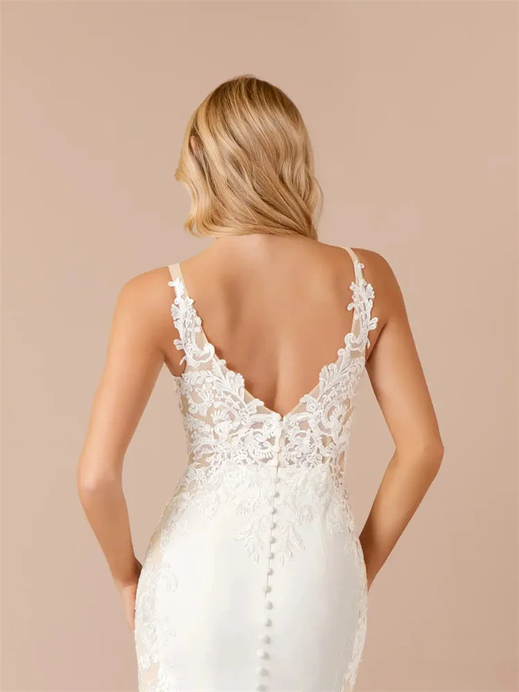 Custom Satin Mermaid Wedding Dress Sweetheart Neckline Floor Length Gown
