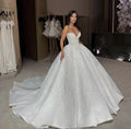 Custom Made Wedding Dress Strapless V Neck A Line Bridal Gown For Brides