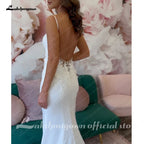 Custom Open Back Satin Mermaid Wedding Dress With Spaghetti Straps For Bride