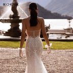 Sleeveless Mermaid Lace Wedding Dress Sweetheart Backless Custom Bridal Gown