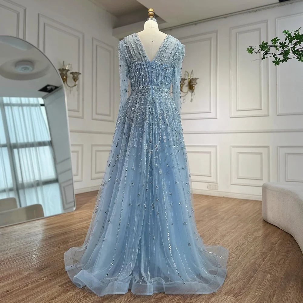 Customized Nude Beaded A Line Evening Dress For Arabian Wedding
