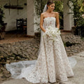 Lakshmigown Floral Lace A Line Strapless Custom Wedding Dress