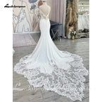 Lakshmigown Custom Mermaid Wedding Dress Lace Appliques Court Train