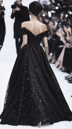 Abito da sera formale nero con paillettes scintillanti Y8344