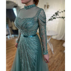 Serene Hill Nude Beaded Mermaid Evening Gown Muslim Party Dress DLA71533