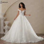 Custom Off The Shoulder Lace Wedding Dress Ivory Bridal Gown Women 2025