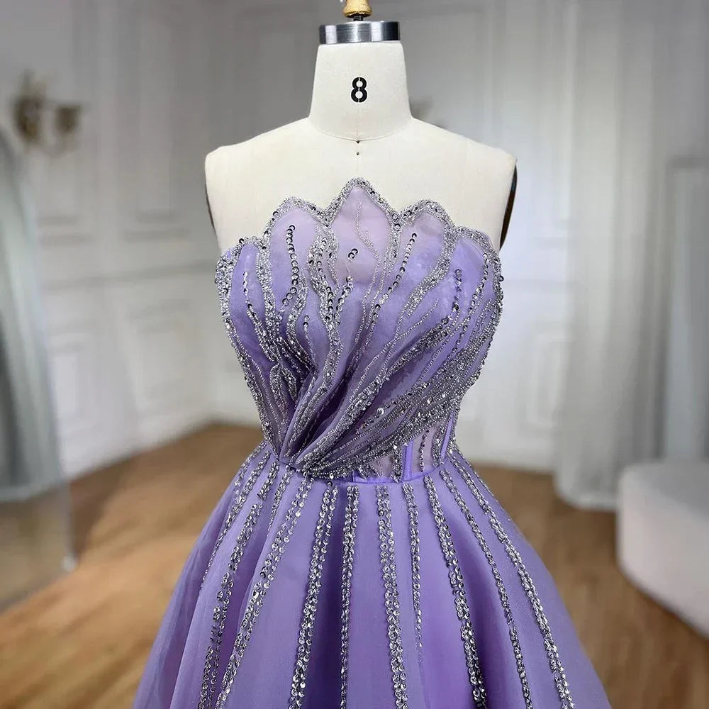 Serene Hill Lilac Strapless Beaded A Line Custom Prom Gown For Women 2025