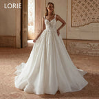 Backless Custom Made Lace A Line Spaghetti Strap Tulle Wedding Dress