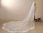 Cathedral Wave Lace Wedding Veil Tulle Ivory Bridal Hair Comb Accessory