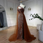 Luxury Green One Shoulder Mermaid Evening Dress with Cape LA72472