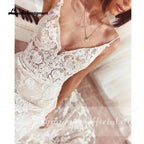 Custom Spaghetti Straps Floral Lace Mermaid Wedding Dress