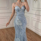 Serene Hill Light Blue Mermaid Evening Prom Dress Customized Formal Gown