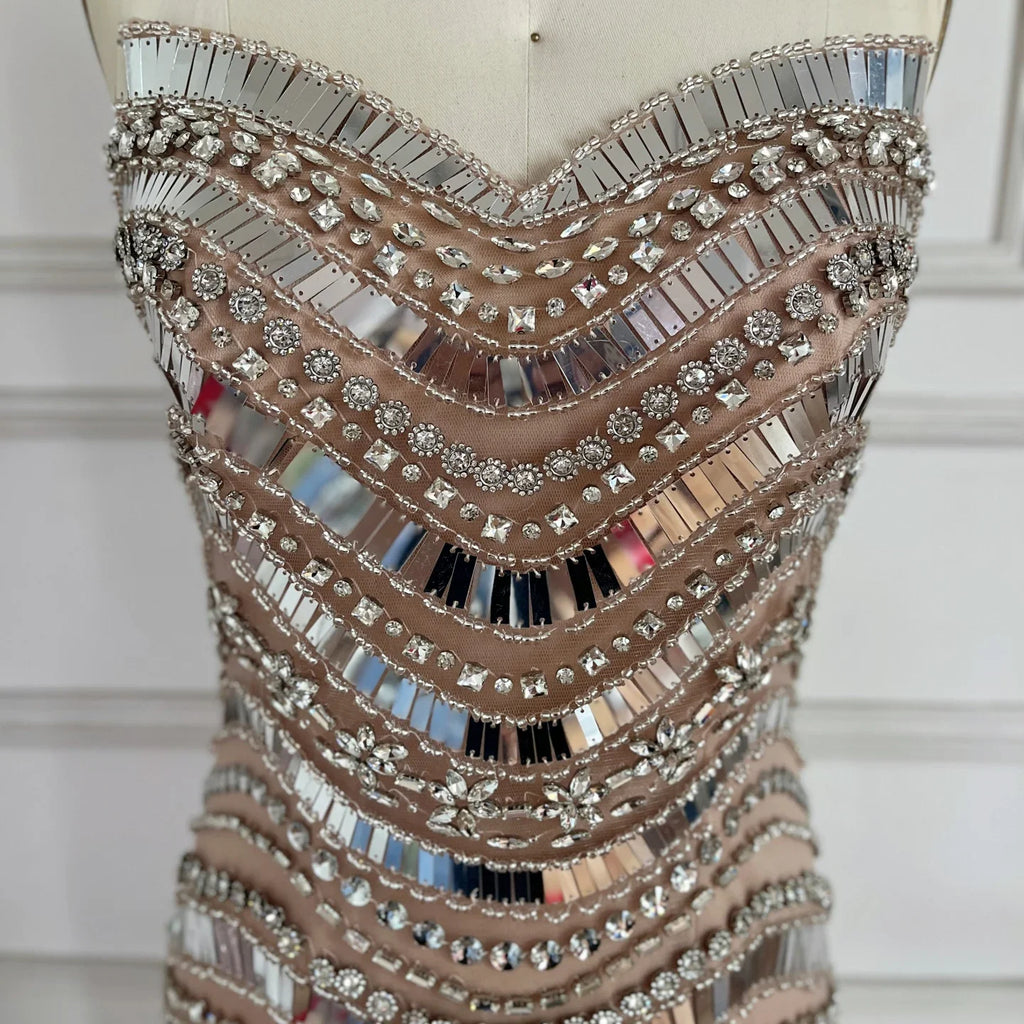 Luxury Beaded Mermaid Evening Dress For Women Strapless Custom Gown