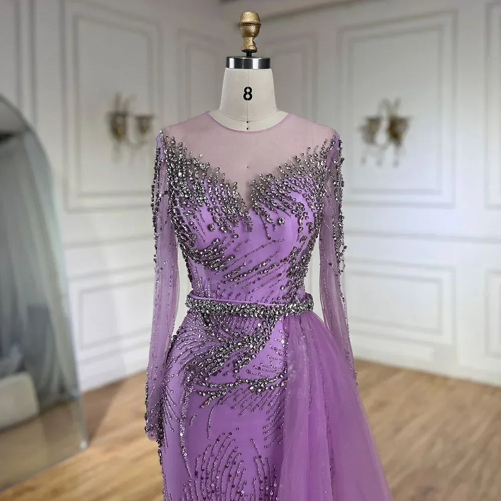 Caramel Mermaid Evening Dress With Beaded Skirt For Wedding Custom Tailored