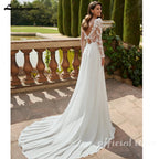 Lakshmigown Long Sleeve Boho Beach Wedding Dress Chiffon A Line Gown