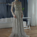Serene Hill Caramel Long Sleeves Beaded Muslim Evening Gown For Women
