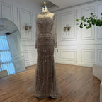 Serene Hill High Neck Beaded Mermaid Evening Dress For Muslim Wedding Gown