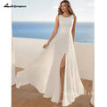 Custom Chiffon A-Line Wedding Dress High Split Open Back Beach Gown 2025