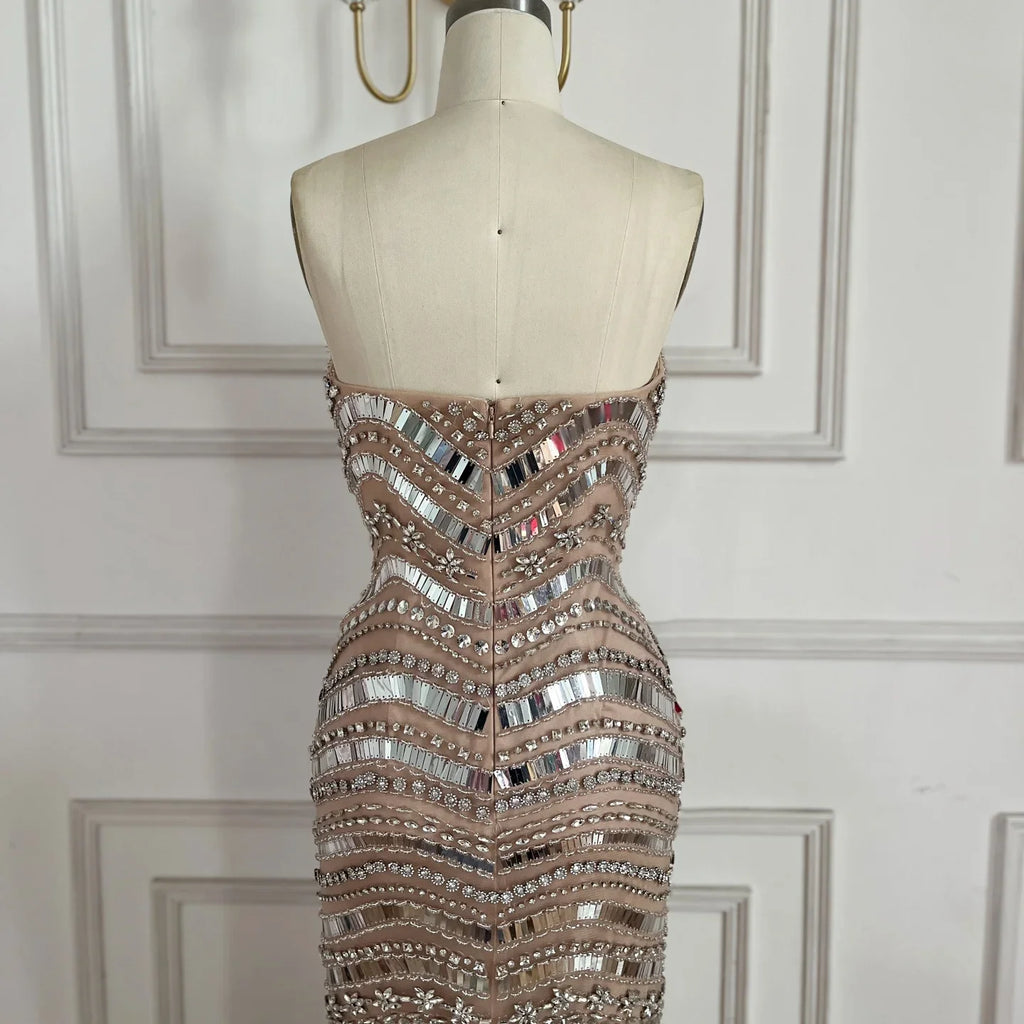 Luxury Beaded Mermaid Evening Dress For Women Strapless Custom Gown