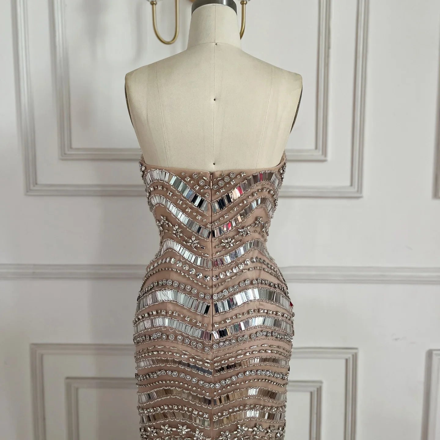 Luxury Beaded Mermaid Evening Dress For Women Strapless Custom Gown