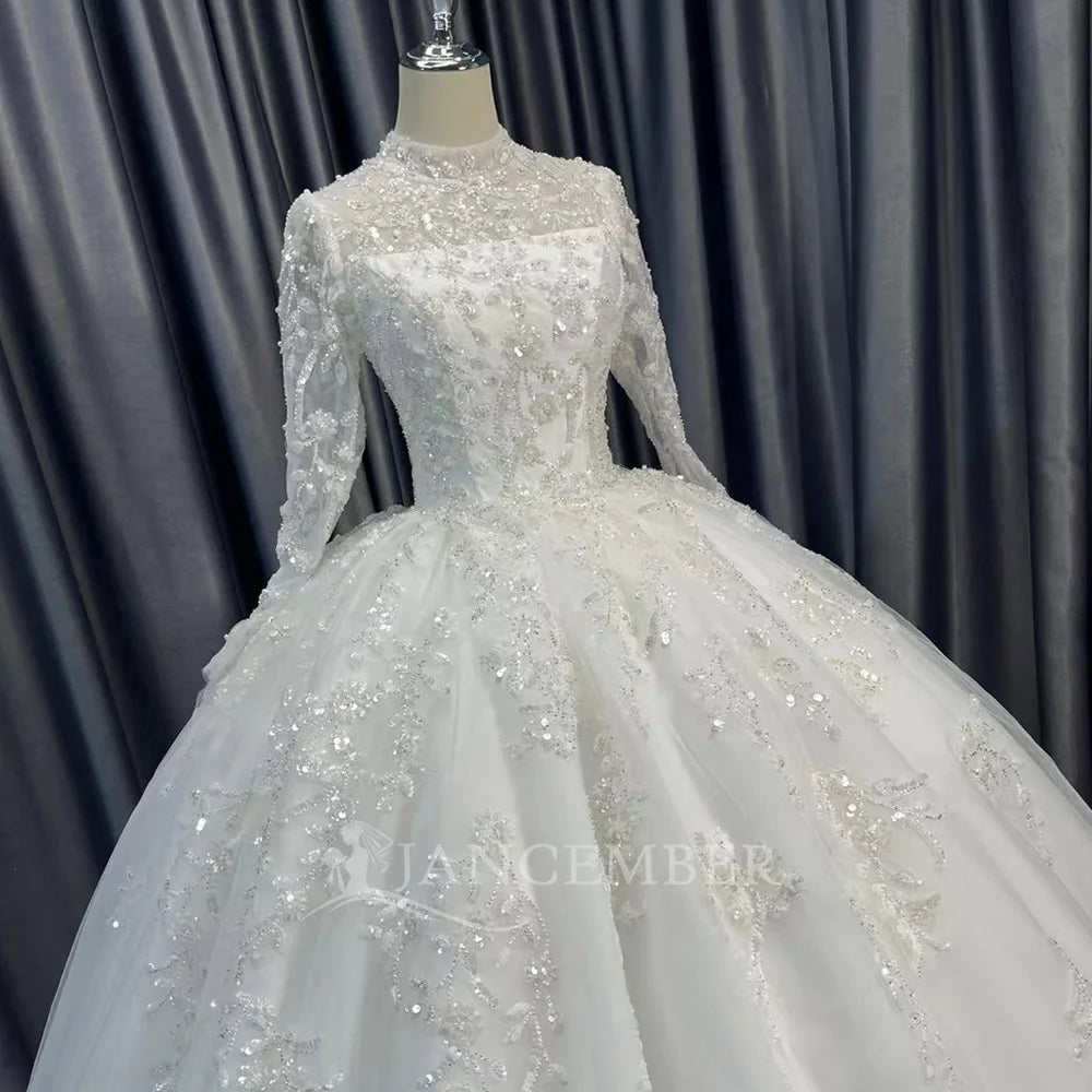 2026 Customized Ball Gown Wedding Dress Long Sleeve Plus Size Gown
