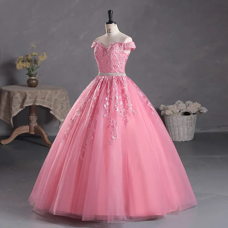 Kleider Quinceañera Schulterfreie Quinceañera-Kleider Diamantgürtel Ballkleid Festkleider Für Quinceañera Maßgeschneidert