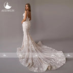 Custom Mermaid Wedding Dress With Lace Beading And Sweetheart Neckline